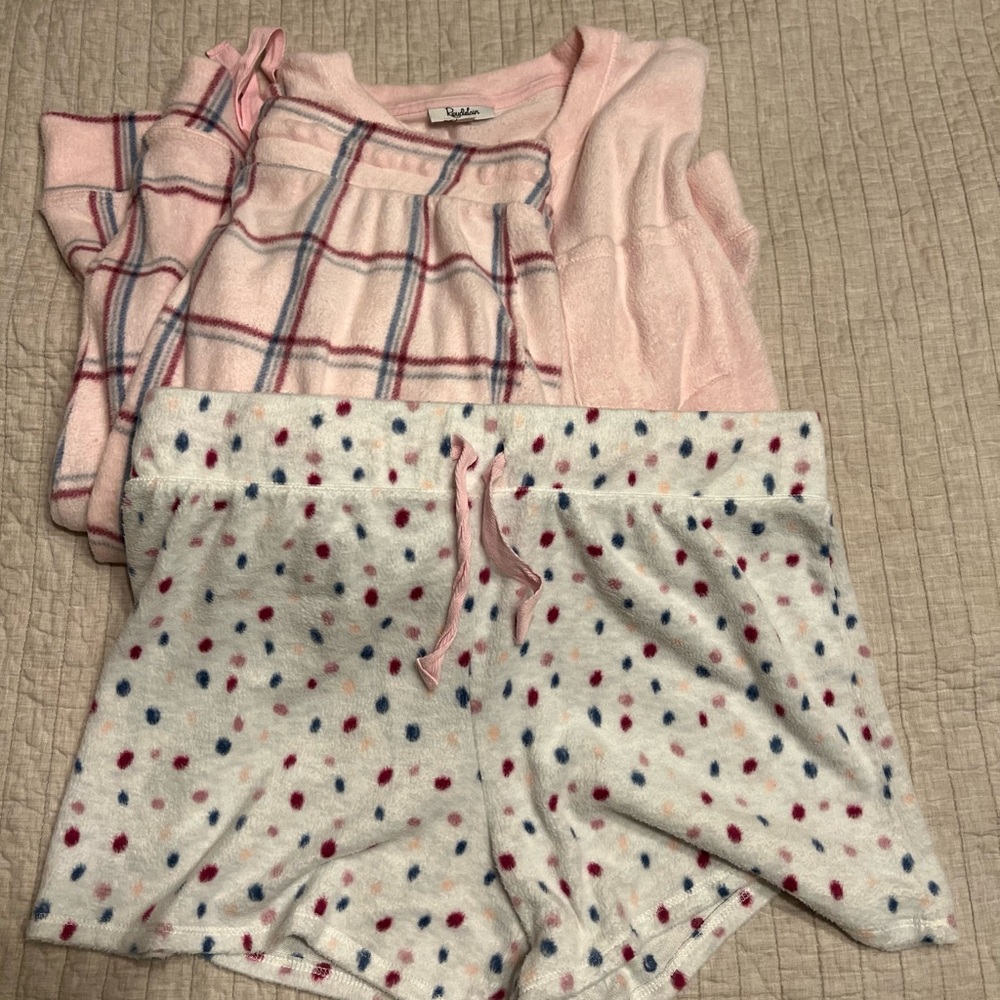 Baby Pink Solid & Polkadot PJ Set